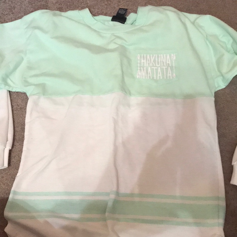 Green/blue and white long sleeved shirt